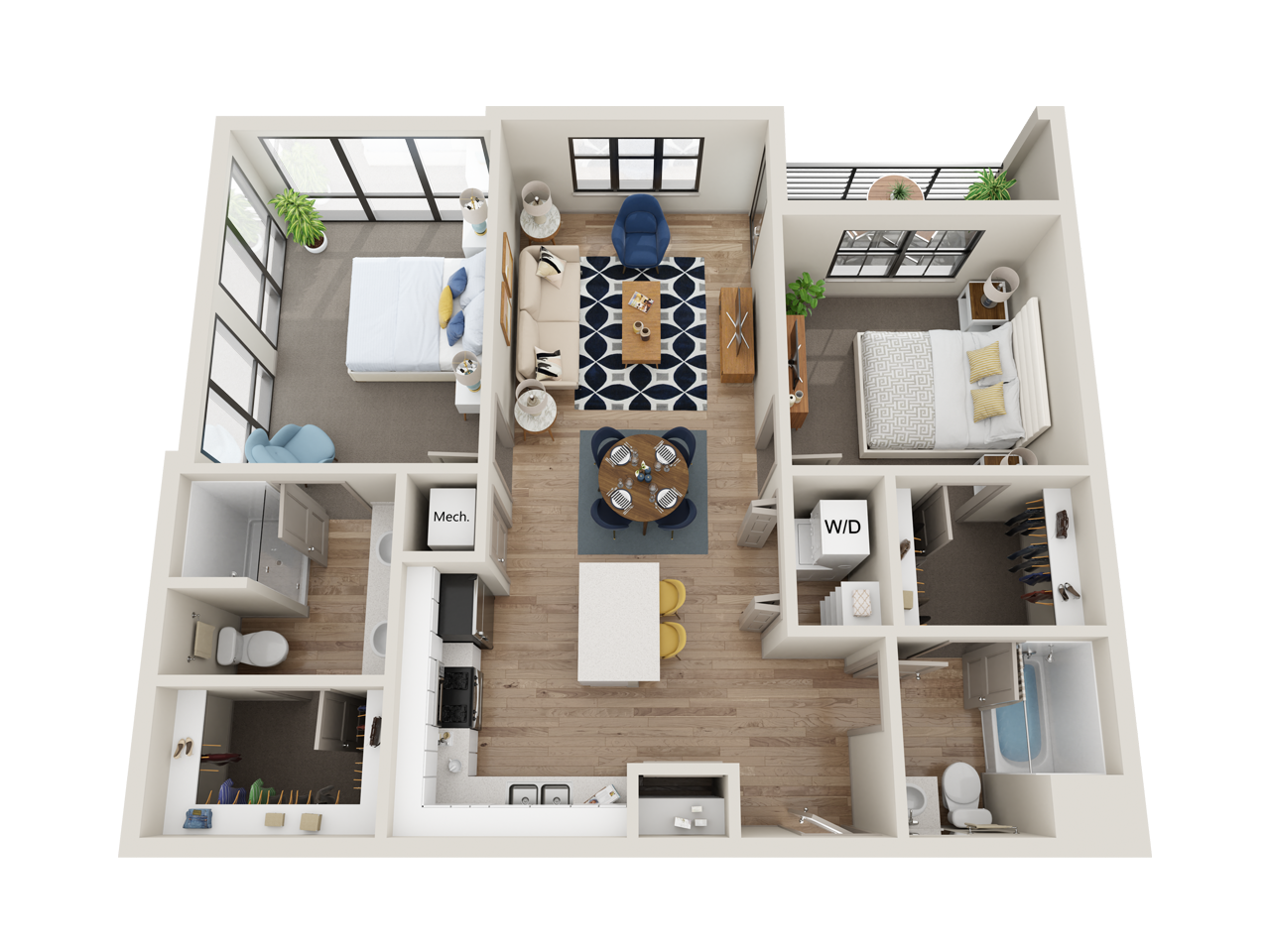 2 bedroom apartment floor plan at Converge KC in kansas city